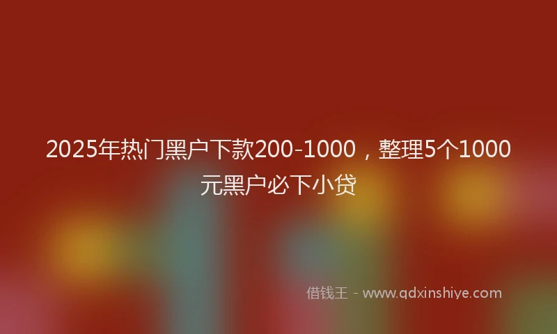 2025年热门黑户下款200-1000，整理5个1000元黑户必下小贷