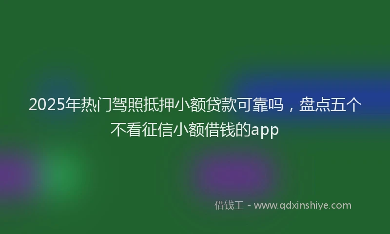 2025年热门驾照抵押小额贷款可靠吗，盘点五个不看征信小额借钱的app