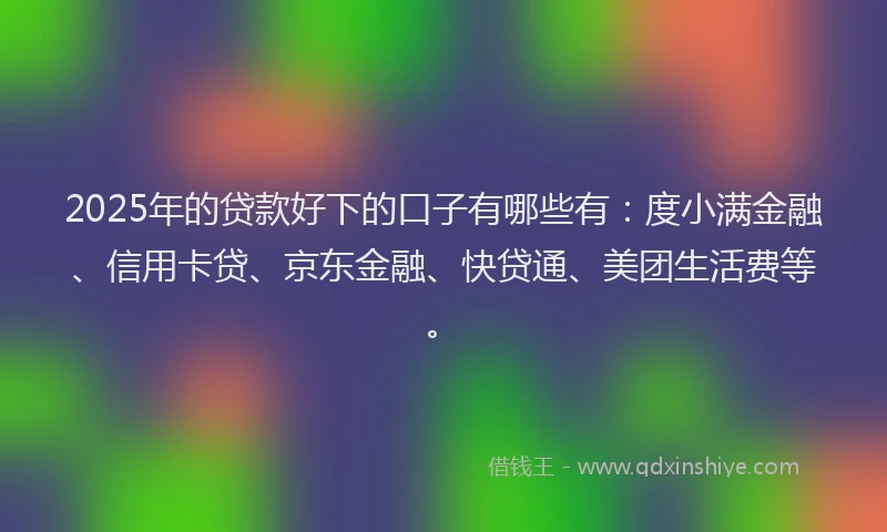 2025年的贷款好下的口子有哪些有：度小满金融、信用卡贷、京东金融、快贷通、美团生活费等。