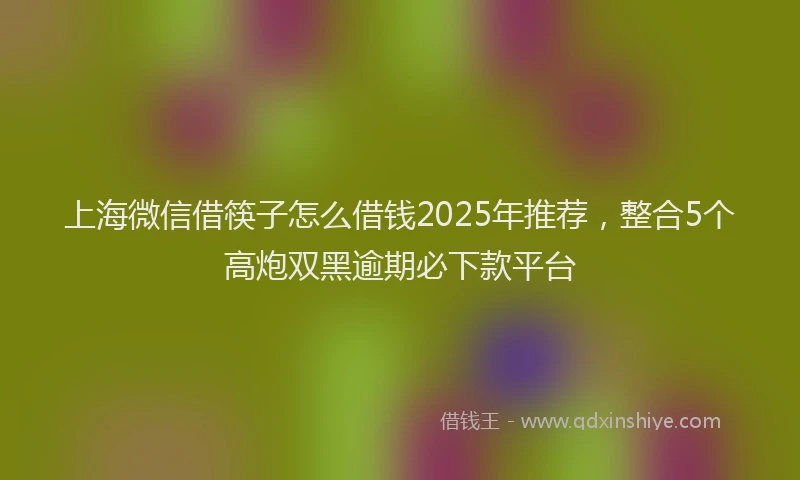 上海微信借筷子怎么借钱2025年推荐，整合5个高炮双黑逾期必下款平台