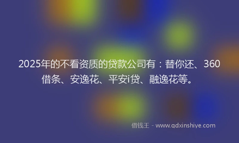 2025年的不看资质的贷款公司有：替你还、360借条、安逸花、平安i贷、融逸花等。