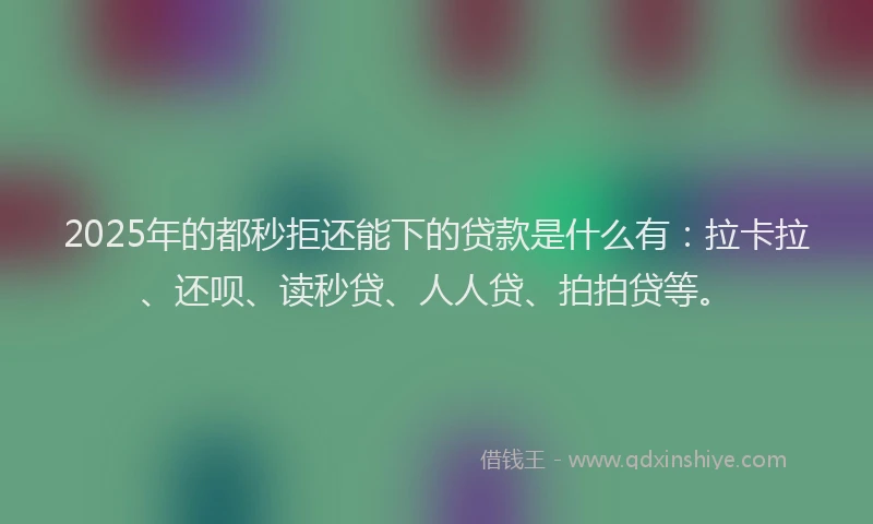 2025年的都秒拒还能下的贷款是什么有：拉卡拉、还呗、读秒贷、人人贷、拍拍贷等。