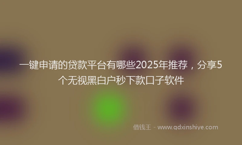 一键申请的贷款平台有哪些2025年推荐，分享5个无视黑白户秒下款口子软件