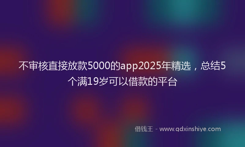 不审核直接放款5000的app2025年精选，总结5个满19岁可以借款的平台