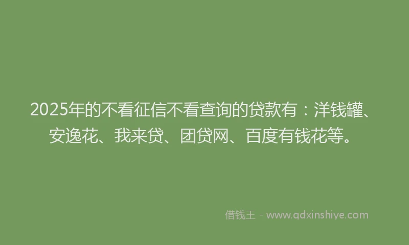 2025年的不看征信不看查询的贷款有：洋钱罐、安逸花、我来贷、团贷网、百度有钱花等。