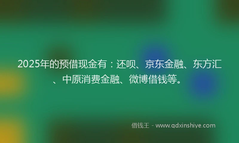 2025年的预借现金有：还呗、京东金融、东方汇、中原消费金融、微博借钱等。