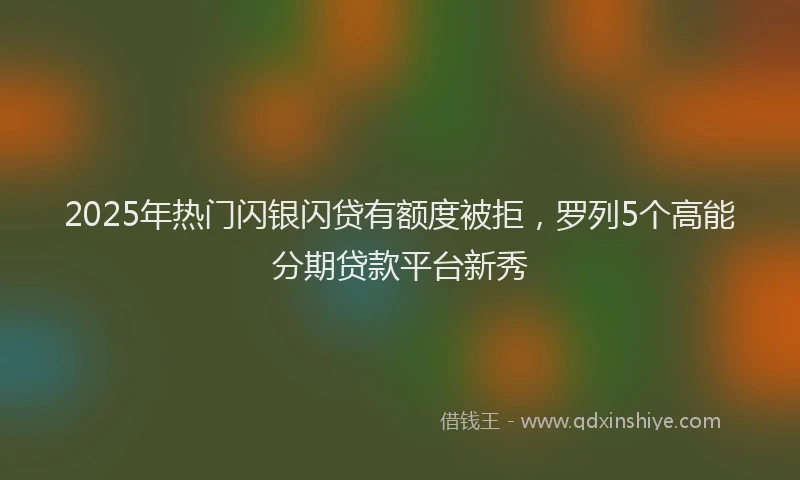 2025年热门闪银闪贷有额度被拒，罗列5个高能分期贷款平台新秀