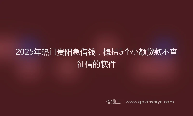 2025年热门贵阳急借钱，概括5个小额贷款不查征信的软件