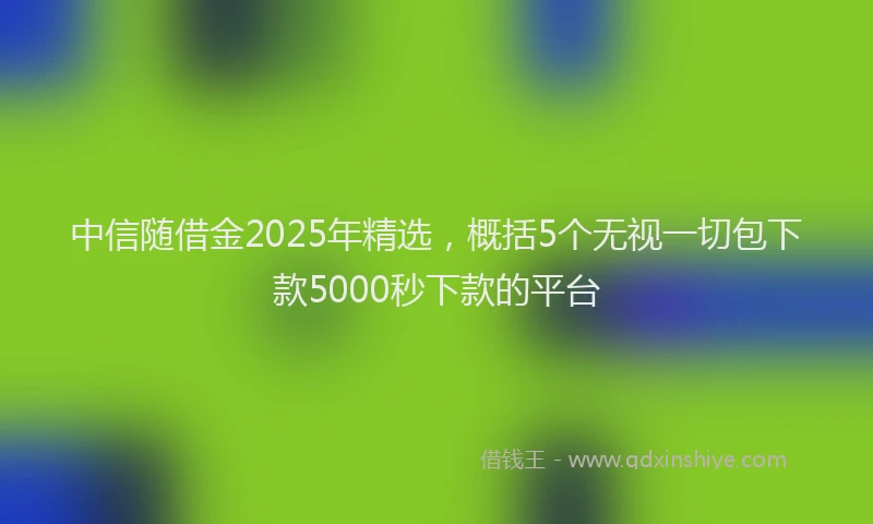 中信随借金2025年精选，概括5个无视一切包下款5000秒下款的平台