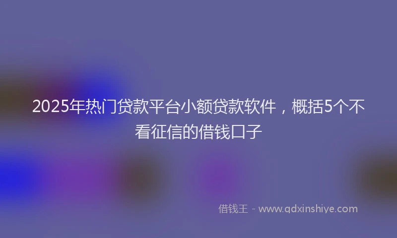2025年热门贷款平台小额贷款软件，概括5个不看征信的借钱口子