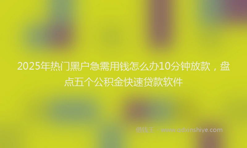 2025年热门黑户急需用钱怎么办10分钟放款，盘点五个公积金快速贷款软件