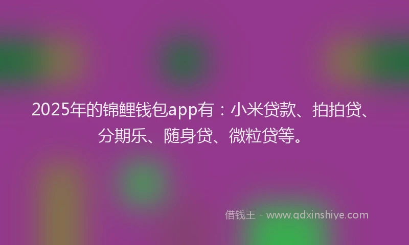 2025年的锦鲤钱包app有：小米贷款、拍拍贷、分期乐、随身贷、微粒贷等。