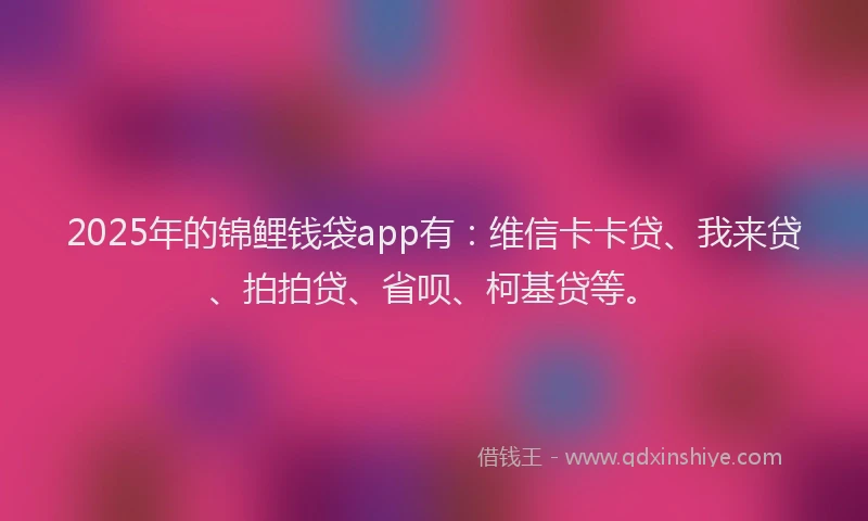 2025年的锦鲤钱袋app有：维信卡卡贷、我来贷、拍拍贷、省呗、柯基贷等。