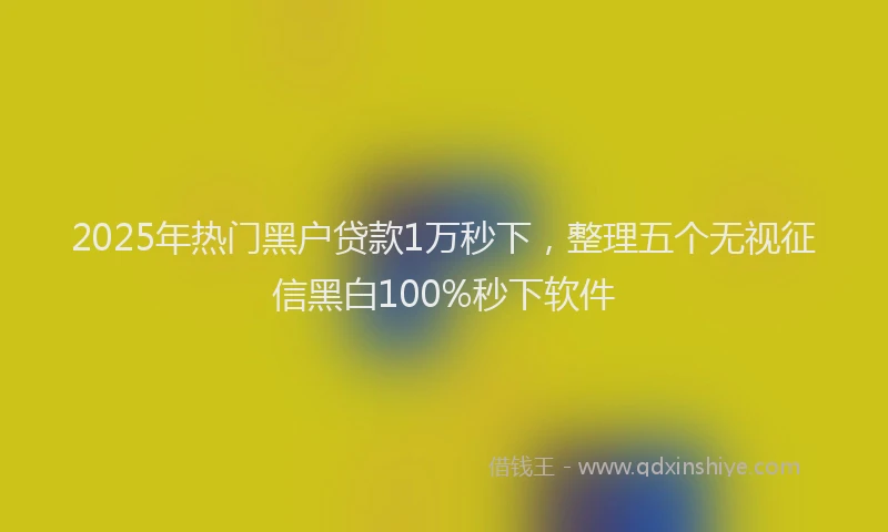 2025年热门黑户贷款1万秒下，整理五个无视征信黑白100%秒下软件