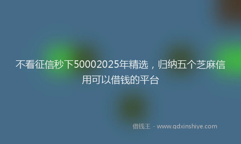 不看征信秒下50002025年精选，归纳五个芝麻信用可以借钱的平台