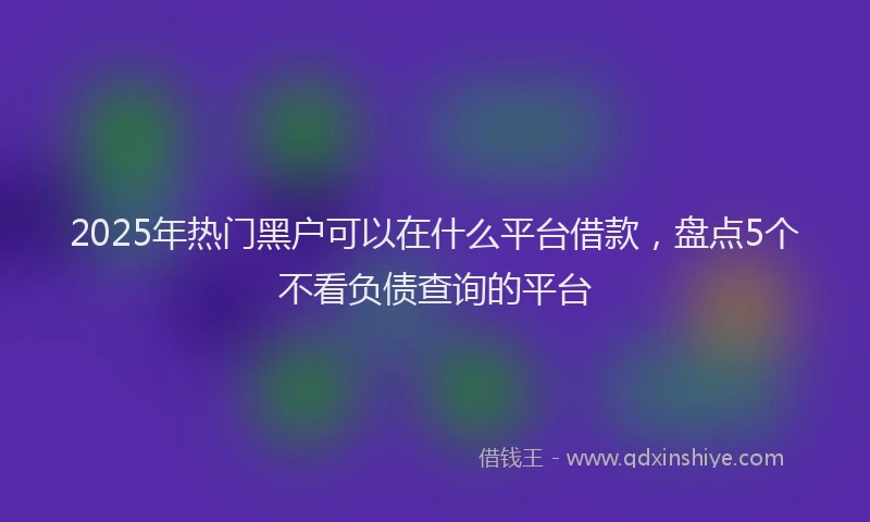 2025年热门黑户可以在什么平台借款，盘点5个不看负债查询的平台