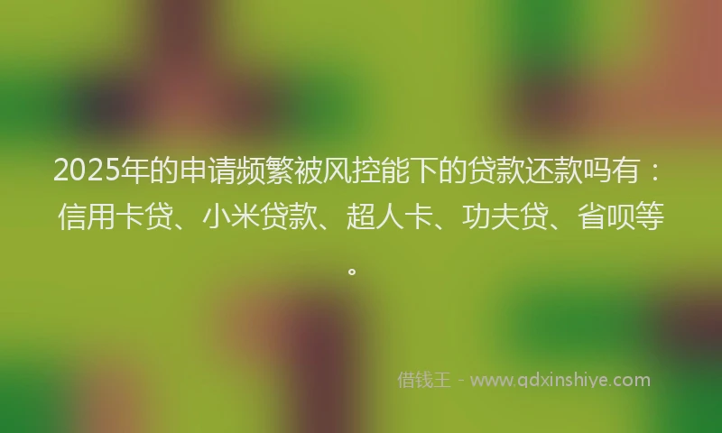 2025年的申请频繁被风控能下的贷款还款吗有：信用卡贷、小米贷款、超人卡、功夫贷、省呗等。