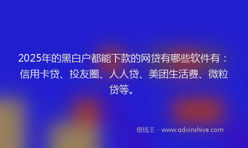 2025年的黑白户都能下款的网贷有哪些软件有：信用卡贷、投友圈、人人贷、美团生活费、微粒贷等。
