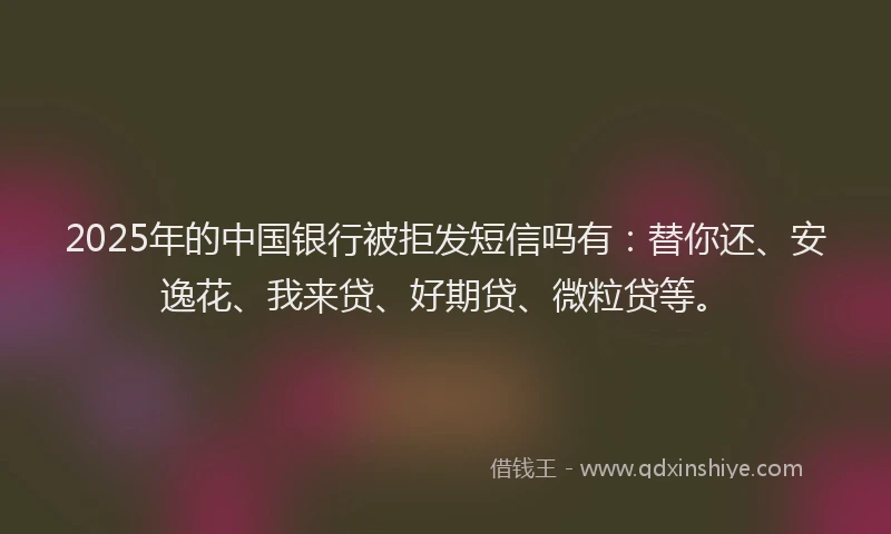 2025年的中国银行被拒发短信吗有：替你还、安逸花、我来贷、好期贷、微粒贷等。