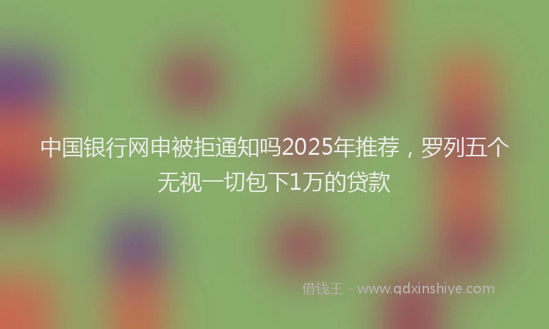 中国银行网申被拒通知吗2025年推荐，罗列五个无视一切包下1万的贷款