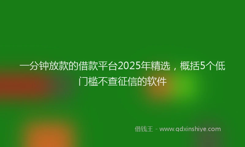 一分钟放款的借款平台2025年精选，概括5个低门槛不查征信的软件