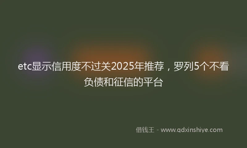 etc显示信用度不过关2025年推荐，罗列5个不看负债和征信的平台