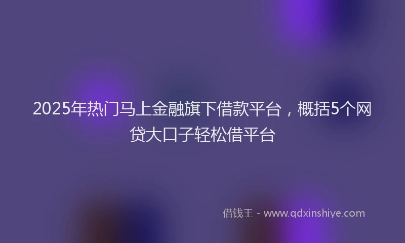 2025年热门马上金融旗下借款平台，概括5个网贷大口子轻松借平台