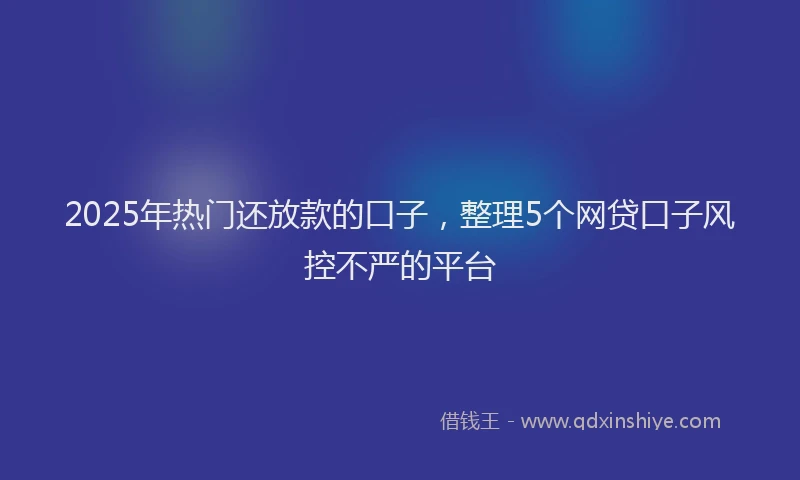 2025年热门还放款的口子，整理5个网贷口子风控不严的平台