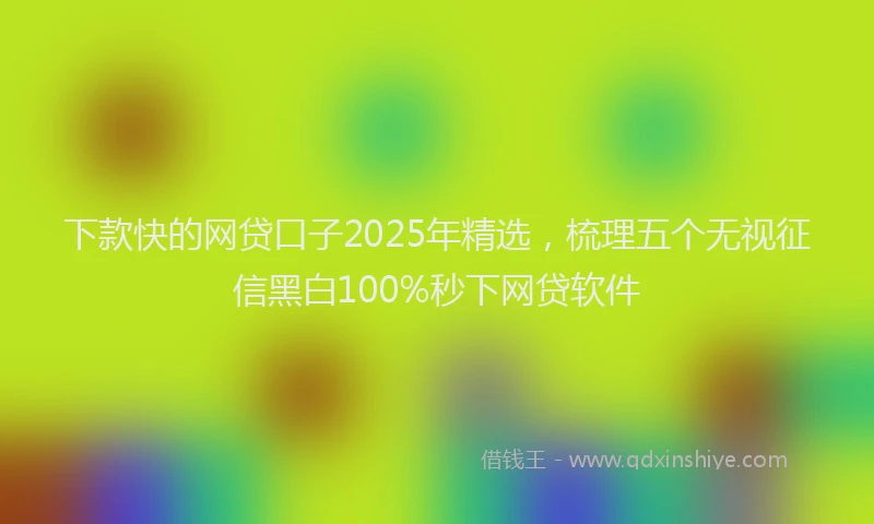 下款快的网贷口子2025年精选，梳理五个无视征信黑白100%秒下网贷软件