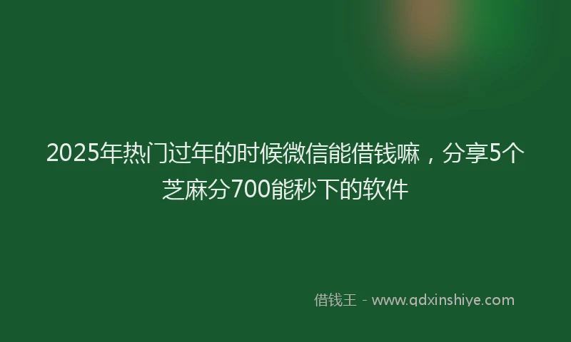 2025年热门过年的时候微信能借钱嘛，分享5个芝麻分700能秒下的软件