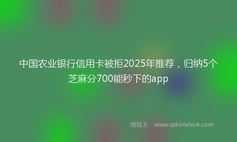 中国农业银行信用卡被拒2025年推荐，归纳5个芝麻分700能秒下的app