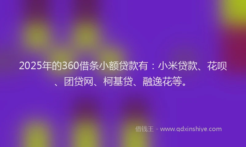 2025年的360借条小额贷款有：小米贷款、花呗、团贷网、柯基贷、融逸花等。