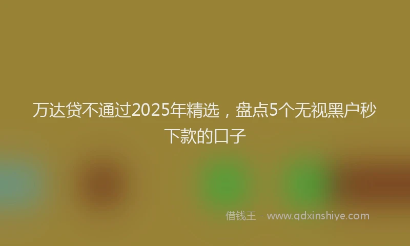 万达贷不通过2025年精选，盘点5个无视黑户秒下款的口子