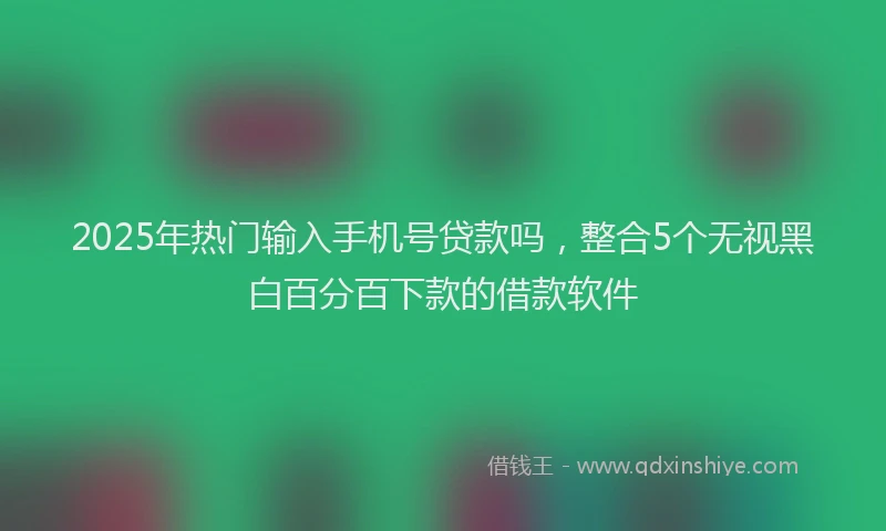 2025年热门输入手机号贷款吗，整合5个无视黑白百分百下款的借款软件