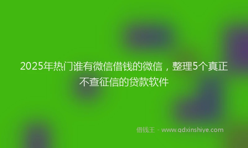 2025年热门谁有微信借钱的微信，整理5个真正不查征信的贷款软件