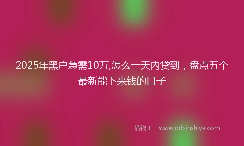 2025年黑户急需10万,怎么一天内贷到，盘点五个最新能下来钱的口子
