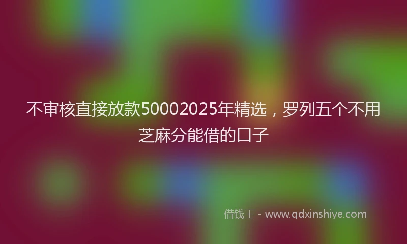 不审核直接放款50002025年精选，罗列五个不用芝麻分能借的口子