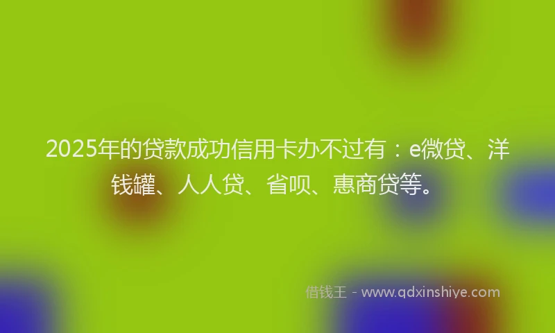 2025年的贷款成功信用卡办不过有：e微贷、洋钱罐、人人贷、省呗、惠商贷等。