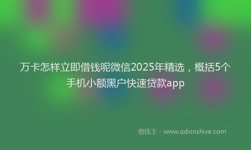 万卡怎样立即借钱呢微信2025年精选，概括5个手机小额黑户快速贷款app