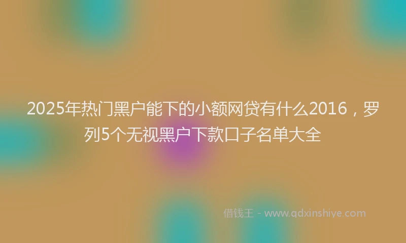 2025年热门黑户能下的小额网贷有什么2016，罗列5个无视黑户下款口子名单大全