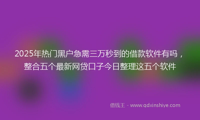 2025年热门黑户急需三万秒到的借款软件有吗，整合五个最新网贷口子今日整理这五个软件