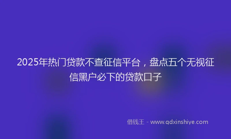 2025年热门贷款不查征信平台，盘点五个无视征信黑户必下的贷款口子