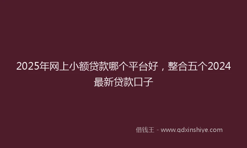2025年网上小额贷款哪个平台好，整合五个2024最新贷款口子