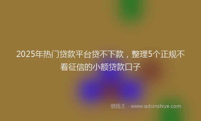 2025年热门贷款平台贷不下款，整理5个正规不看征信的小额贷款口子