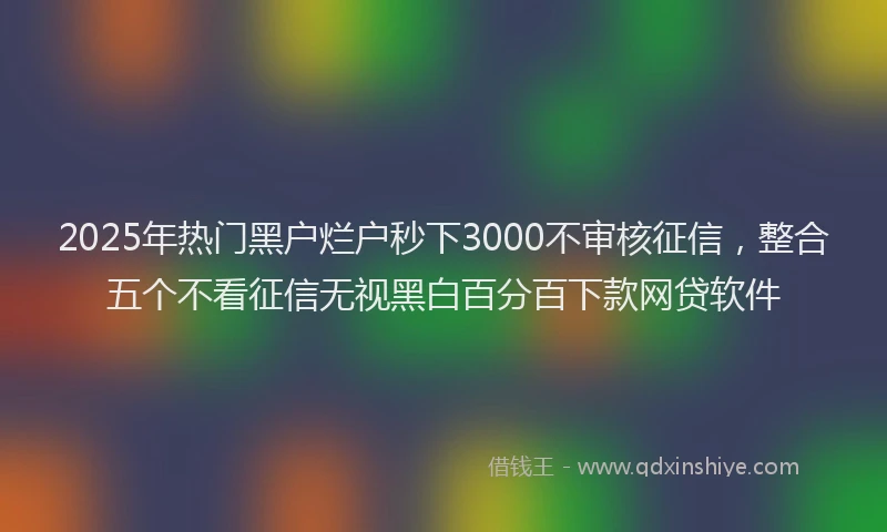2025年热门黑户烂户秒下3000不审核征信，整合五个不看征信无视黑白百分百下款网贷软件