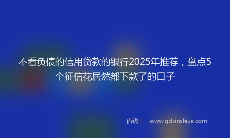 不看负债的信用贷款的银行2025年推荐，盘点5个征信花居然都下款了的口子