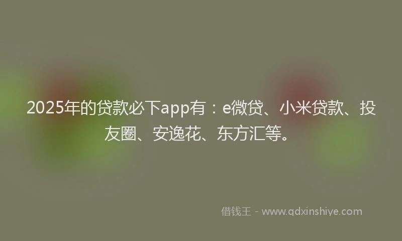 2025年的贷款必下app有：e微贷、小米贷款、投友圈、安逸花、东方汇等。