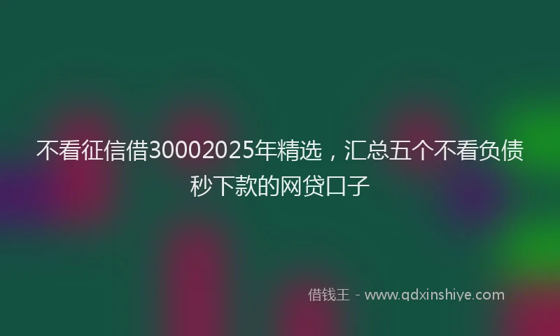 不看征信借30002025年精选，汇总五个不看负债秒下款的网贷口子