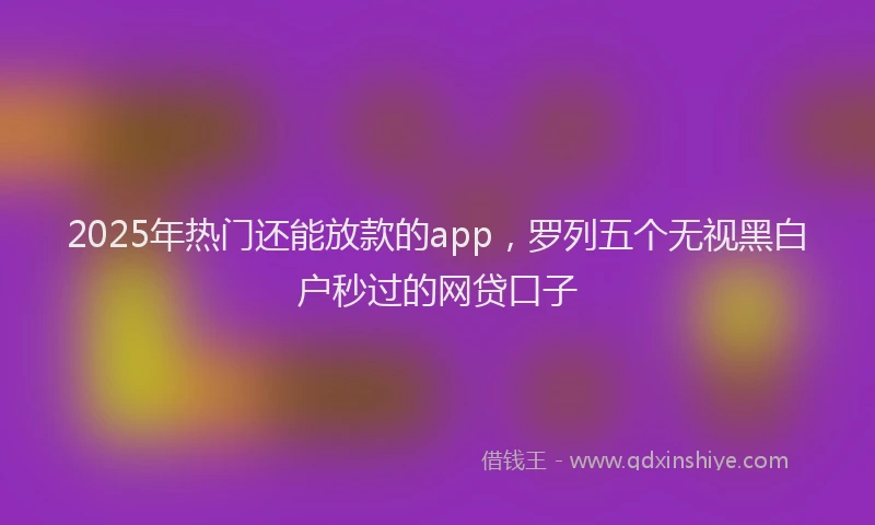 2025年热门还能放款的app，罗列五个无视黑白户秒过的网贷口子