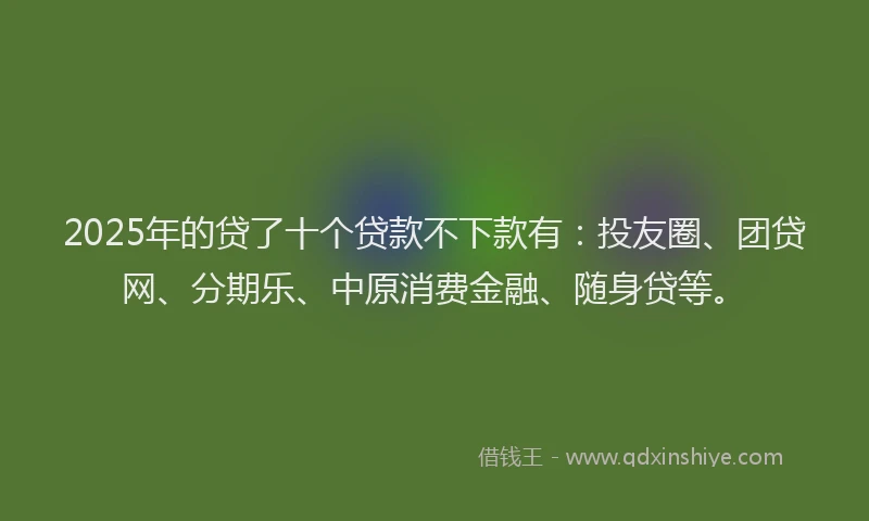 2025年的贷了十个贷款不下款有：投友圈、团贷网、分期乐、中原消费金融、随身贷等。